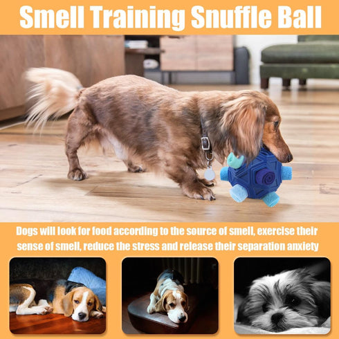 Dog Snuffle Ball, Interactive Puzzle Toy for Natural Foraging Skills, Slow Feeder for Training and Stress Relief, Blue