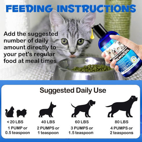 Omega 3 Fish Oil for Dogs, 8.8 FL.OZ Salmon Oil Supplement for Skin and Coat, EPA + DHA, Golden