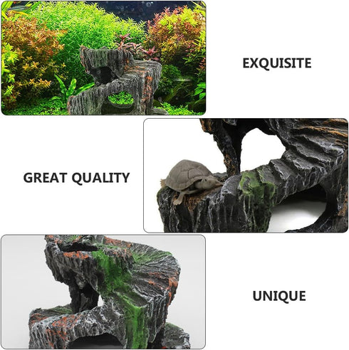 Housoutil Turtle Terrace Tortoise Tank Decoration, Hiding Cave Aquarium Model, Landscaping Tool, Fish Tank Ornament