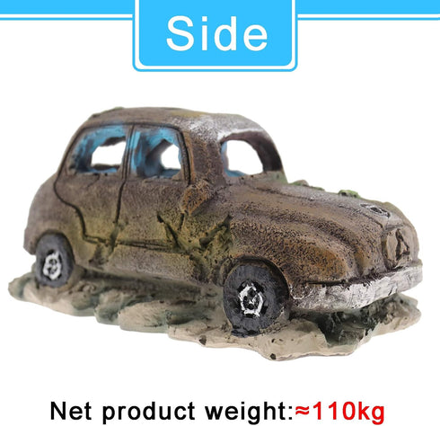 Create Idea Aquarium Fish Tank Decor, Resin Imitation Accident Car Landscape Ornament, Brown
