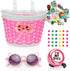 Kids Bike Basket for Girls Boys, Bicycle Basket with Bell, Stickers, and Sunglasses