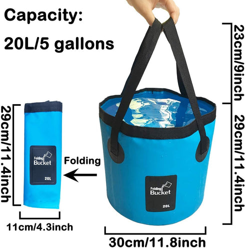Sunglow Collapsible 5 Gallon Portable Fishing Bucket, Wash Basin Folding Water Container for Fishing and Camping