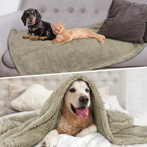PetAmi Fluffy Waterproof Dog Blanket for Small Medium Dogs, Soft Warm Pet Sherpa Throw, Pee Proof Couch Cover,