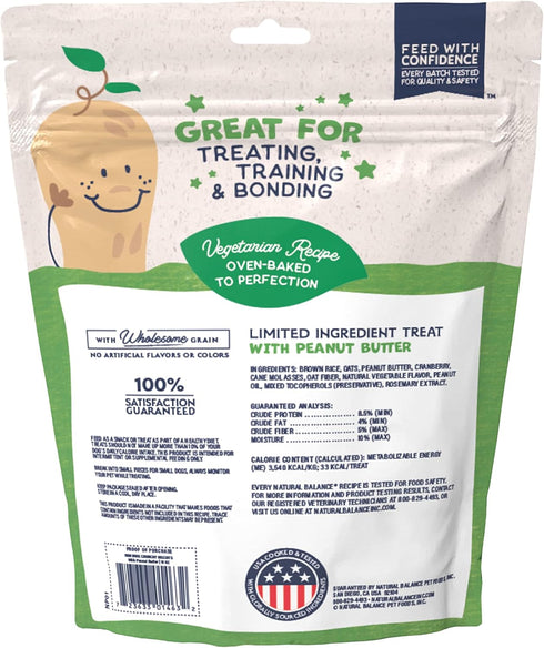 Natural Balance Limited Ingredient Rewards Crunchy Biscuits, Vegetarian Dog Treats, Peanut Butter Recipe, 14 Ounce