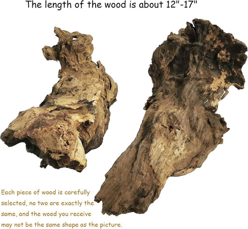kathson Large Natural Aquarium Driftwood, Sinkable Wood Decor for Fish Tank, Terrarium Ornament (12"-17")