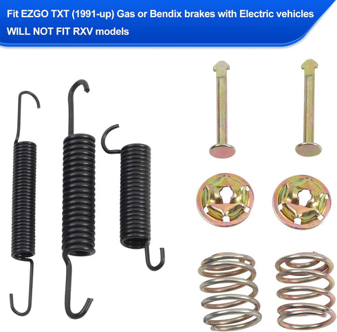 Roykaw EZGO Brake Shoes Pads and Spring Kit for 1996-Up TXT/ST350/Workhorse, Yamaha 1993-Up G14, G16, G19-G22