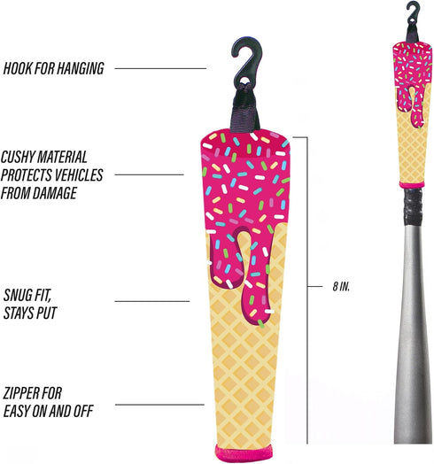 Handle Cover - Baseball Bat Cover Sleeve Protects Vehicle & Bat Grip - Batting Gloves & Helmet Companion with Zippered