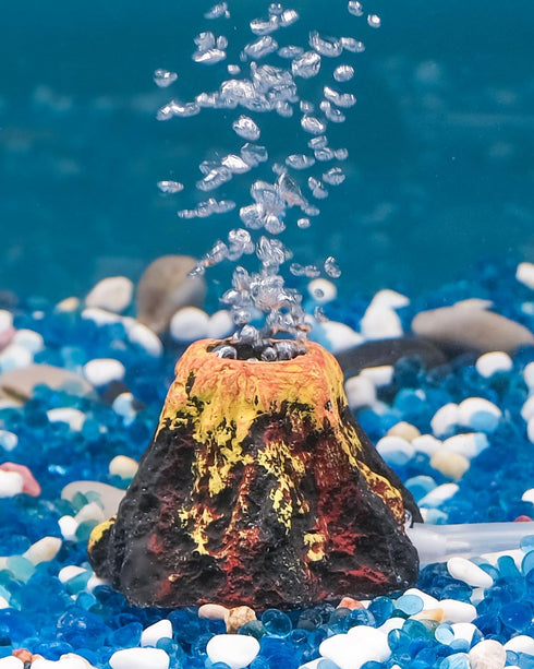 Uniclife Volcano Ornament Kit for Aquarium, Mini Resin Decor with Air Stone Bubbler Accessories