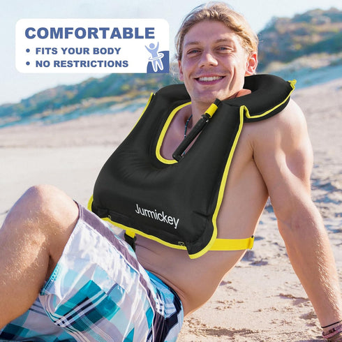 Inflatable Snorkel Vest for Adults - Portable Buoyancy Jacket for Snorkeling, Swimming, Kayaking, Boating