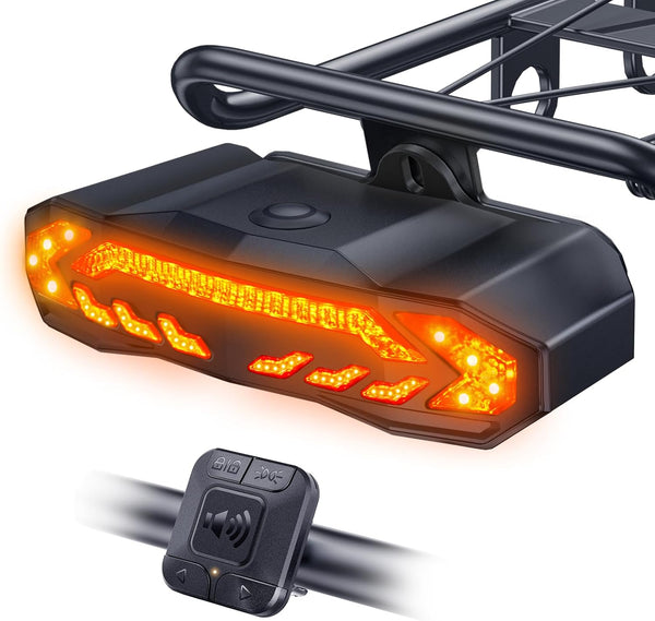 ONVIAN Smart Bike Tail Light with Turn Signals - Rechargeable Auto-Sensing Light for Rear Bike Rack, Waterproof