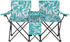 2 Double Camping Chairs with Umbrella, Portable Seat Folding Camp Chair with Cooler Bag, Beverage Holder, Carrying Bag