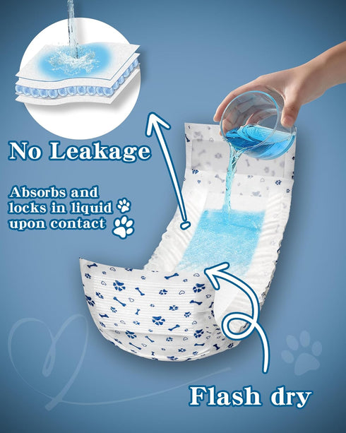 Apupmeo 20) Dog Diapers Male Wraps, Disposable Male Dog Diaper, Super Soft Absorbent Doggie Diapers for Boy Dogs
