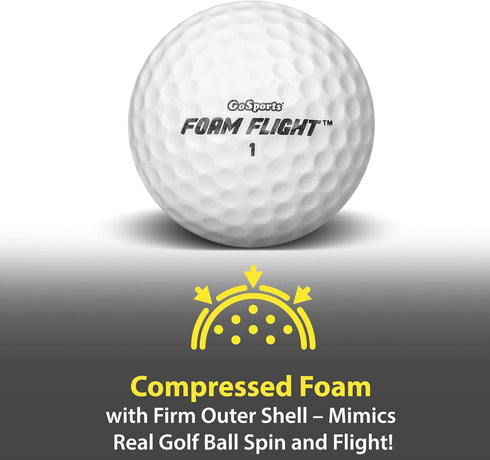 Pack 24 GoSports Foam Flight Practice Golf Balls - Choose White or Yellow - of Limited Flight Training Balls