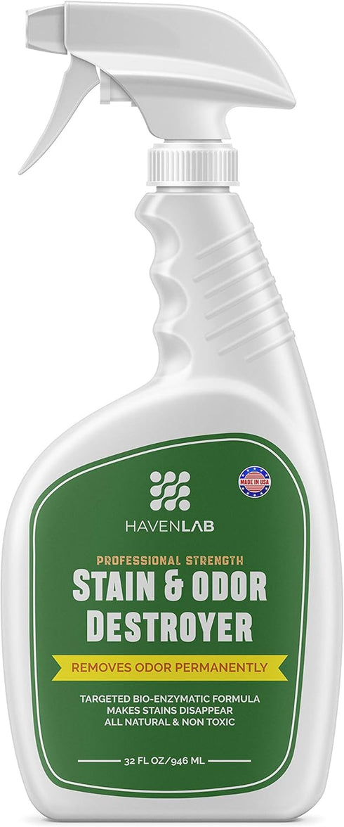 Stain & Odor Destroyer Enzymatic Pee Eliminator for Dog & Cat Urine, Feces, Vomit, Organic Spills, 32 Oz Concentrated
