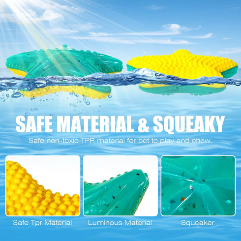 Dog Toy Floating Luminous - Squeaky Glow in The Dark Toy, Large Starfish