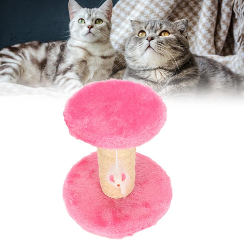 Cat Scratching Post Interactive Soft Plush Sisal Rope Cat Tree for Indoor Cats and Kittens (Pink)