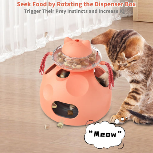 4-in-1 Interactive Cat Toy for Indoor Cats, Modular Design with Cat Treats Puzzle Slow Feeder, Teaser Wand, Ball Maze