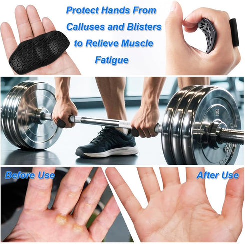 OSHOTX Anti-Slip Workout Grips for Men & Women - Rubber Gym Palm Protectors for Deadlift, Pull-Ups, Weight Lifting