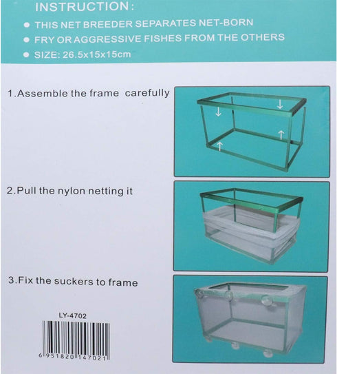 Aquarium Mesh Hatchery Breeder, Plastic Frame for Fish Tank Separation Breeding Net