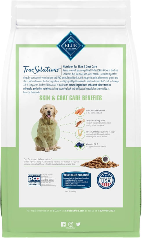 Blue Buffalo True Solutions Perfect Skin & Coat Natural Dry Dog Food, Salmon, 11-lb. Bag