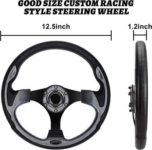 Golf Cart Steering Wheel - Fit for Club Car DS & Precedent, EZGO TXT & RXV, Universal Steering Wheel