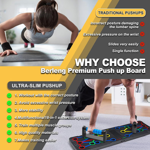 Solid Push Up Board, Multi-Functional Home Workout Equipment, Fitness Floor Chest Muscle Exercise System