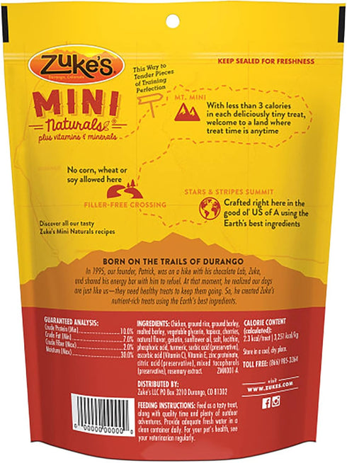 Zuke's Mini Naturals Dog Training Treats - Chicken Recipe, Soft & Tender Mini Treats with Vitamins & Minerals, 6 OZ Bag
