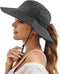 Womens Wide Brim Ponytail Sun Hat - Mesh Bucket Hat with UV UPF50 Protection for Summer Travel