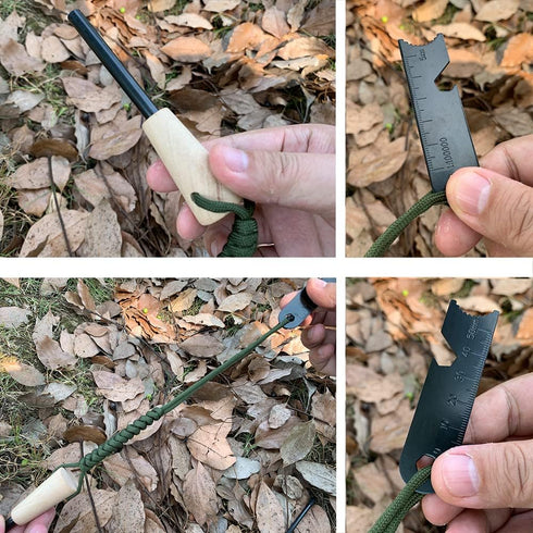 Fire Starter Survival Kit with Larger Ferro Rod, Striker Lanyard, 3in Long Flint and Steel, Multifunctional Bag