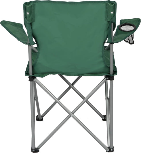 Generic Portable Quad-Folding Outdoor Camp Chair with Cup Holder, Army Green