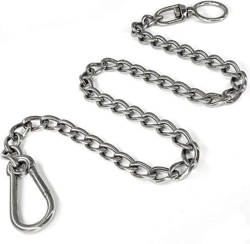 304 Stainless Steel Dog Chain Leash, Heavy Duty Short Lead, DIY Double Dog Leashes (304 S/S 24in x 3mm)