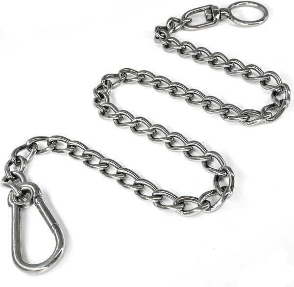 304 Stainless Steel Dog Chain Leash, Heavy Duty Short Lead, DIY Double Dog Leashes (304 S/S 24in x 3mm)