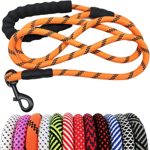 MayPaw Heavy Duty Rope Dog Leash, Thick Nylon Pet Training Leash, Soft Padded Handle for Large Medium Dogs