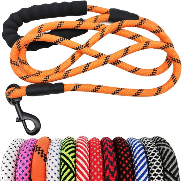 MayPaw Heavy Duty Rope Dog Leash, Thick Nylon Pet Training Leash, Soft Padded Handle for Large Medium Dogs