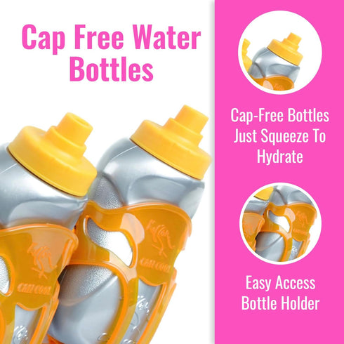 Hydration Running Belt with 4 BPA Free Water Bottles, Fits iPhone 8, X & Similar Phones, Reflective Gear