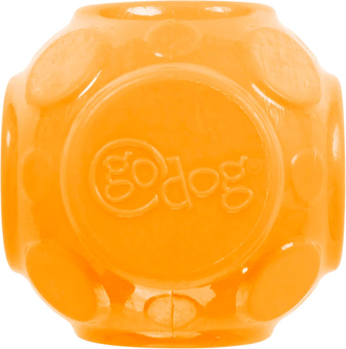 goDog 2-Pack Silent Squeak Ball Dog Toy Set - For Light to Moderate Chewers, Orange/Pink