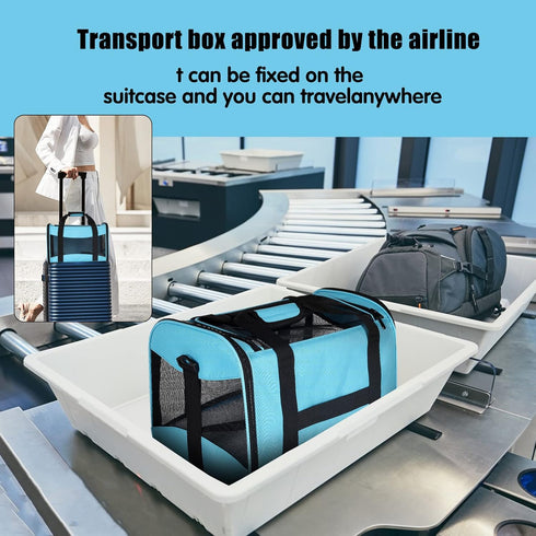 Cat Carrying Case - Pet Carrier Airline Approved, Protable and Breathable Pet Travel Carrier Removable Fleece Pad