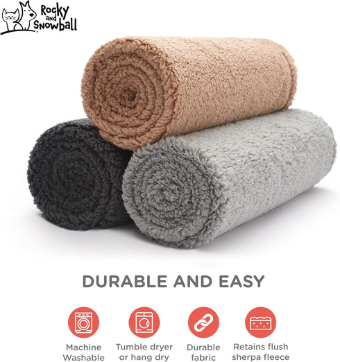 Waterproof Dog Blankets for Large Dogs, Washable Sherpa Blanket for Bed, Pet Covers for Couches, 40x60, Light Grey