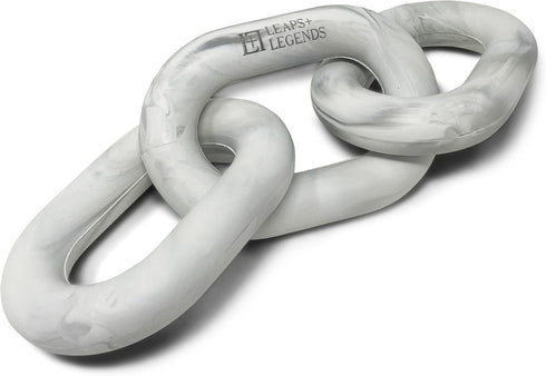 Tug of War Dog Chew Toy - Natural Rubber Heavy Duty Marble Links - Neutral Aesthetically Pleasing Puppy Chew Toys for Small, Medium or Large Dogs (White & Gray Marble)