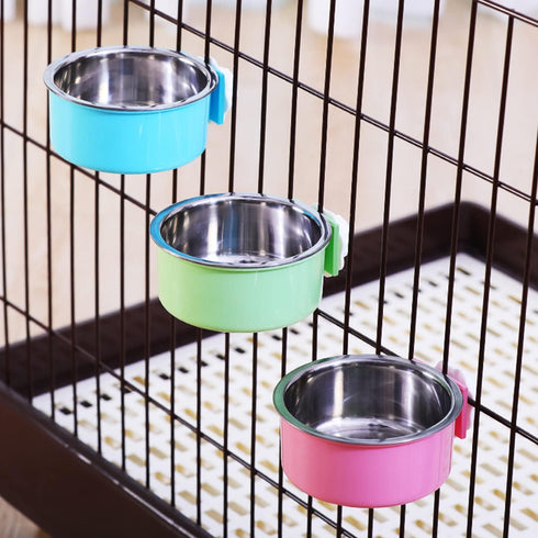 Dog Crate Bowl, Hanging Stainless Steel Removable Pet Crate Water & Food Bowls, 2PCS for Cat Puppy Birds