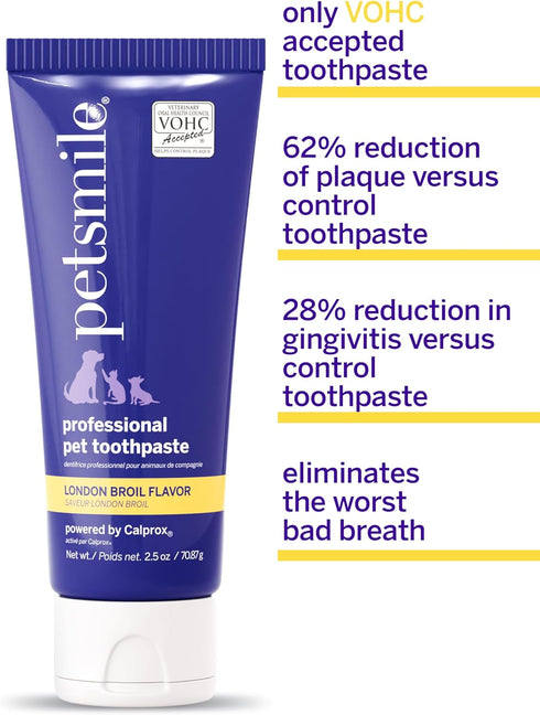 2.5 Oz) Petsmile Professional Pet Teeth Brushing Kit for Cats & Dogs - VOHC Accepted Toothpaste & Patented Toothbrush