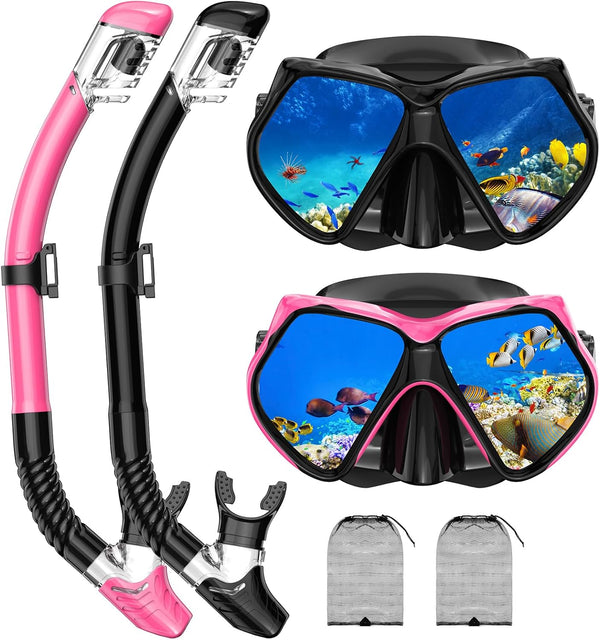 ForShine Snorkeling Gear for Adults, Snorkel Set Scuba Diving mask Dry-Top, Adult Swimming