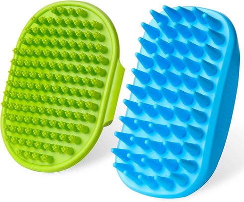 2PCS Dog Bath Brush, Dog Scrubber for Bath, Dog Shampoo Brush, Dog Washing Brush with Adjustable Handle, Suitable for