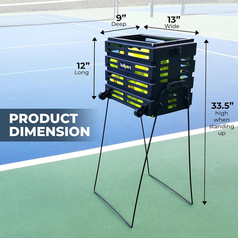 Tourna Ballport Deluxe Tennis Ball Hopper with Wheels - Effortless Ball Collection
