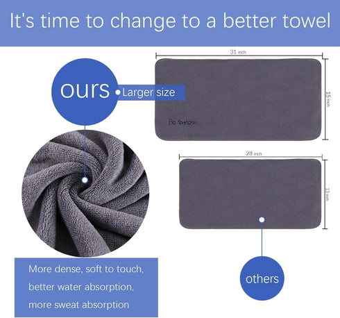 380-GSM 15-Inch 31-Inch (3 Pack, Microfiber Gym Towels Bigger Size Super Soft for Exercise Fitness, Sports, Workout, x