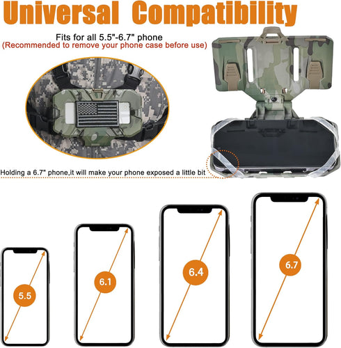 tactifans Tactical Plate Carrier Phone Mount, Universal Molle Phone Holder,Tactical Phone Holder Foldable Navigation