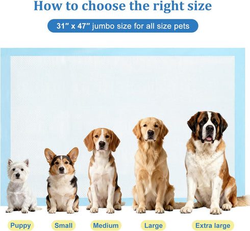 31"x47" 40 Count, Dog Pee Pads Extra Large Leak-Proof Super Absorbent Thick Disposable Potty Training Pads for Dogs