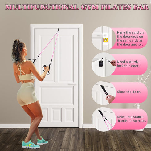 Pilates Bar Kit with Resistance Bands - Stackable Bar for Legs, Hip, Waist, Arm Workouts, Home Gym Yoga