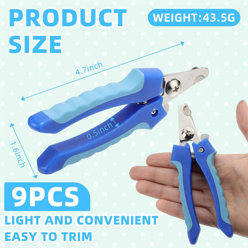 9 Pcs Dog Nail Clippers Bulk, Dog Toenail Clippers for Grooming Nails and Claw Care for Small Medium Dogs