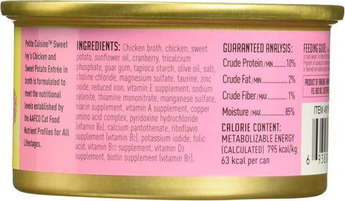 PETITE CUISINE Grain-Free Wet Cat Food, Sweet Ivy's Chicken & Sweet Potato, 24 Cans 2.8 oz